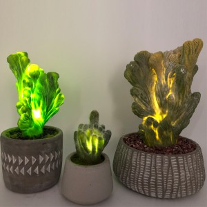 LED искусственный кактус в декоративном стеклянном горшке из искусственного суккулента